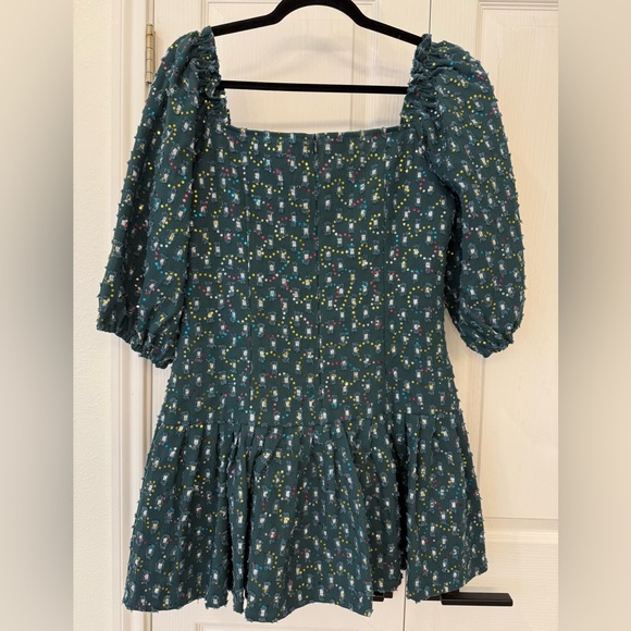 NWT Queen of Sparkles Dark Green Denim Drop Waist Dress - Picture 4 of 4